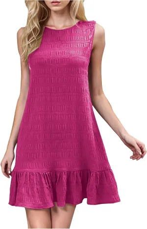 2025 Women's Ruched Puff Sleeveless Dress Spring Bodycon Mini Dress Summer Ruffle Fitted Cocktail Party Dresses
