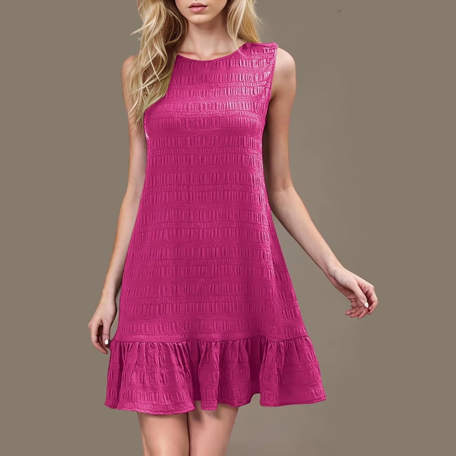 2025 Women's Ruched Puff Sleeveless Dress Spring Bodycon Mini Dress Summer Ruffle Fitted Cocktail Party Dresses