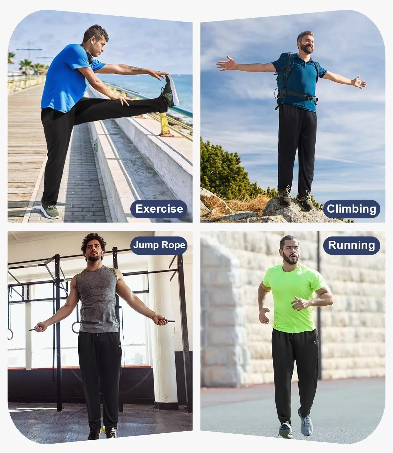 5 Pack Mens Sweatpants Open Bottom Joggers for Men with Zip Pockets Loose Fit Mesh Athletic Pants for Running,Casual