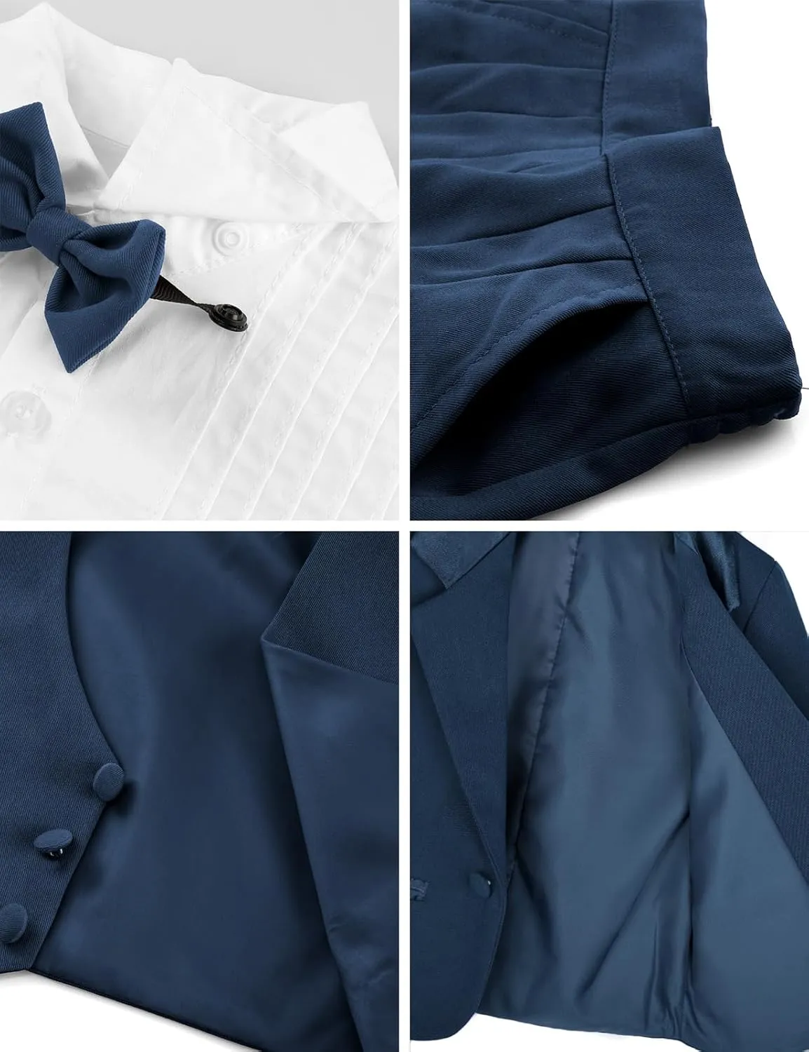 A&J DESIGN Baby Tuxedo 5-Piece Set Jacket & Shirt & Vest & Pants & Bowtie 6 Months - 3T
