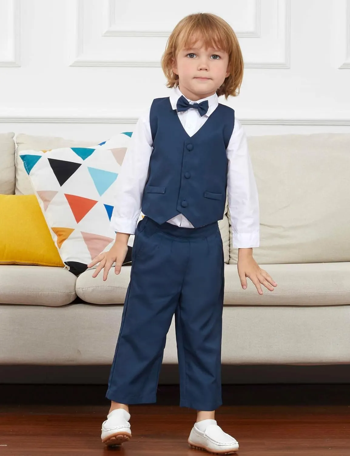 A&J DESIGN Baby Tuxedo 5-Piece Set Jacket & Shirt & Vest & Pants & Bowtie 6 Months - 3T
