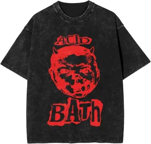 Acid Music Bath Band Vintage Oversized T Shirt Men's Summer Crew Neck Short Sleeves Tops Unisex