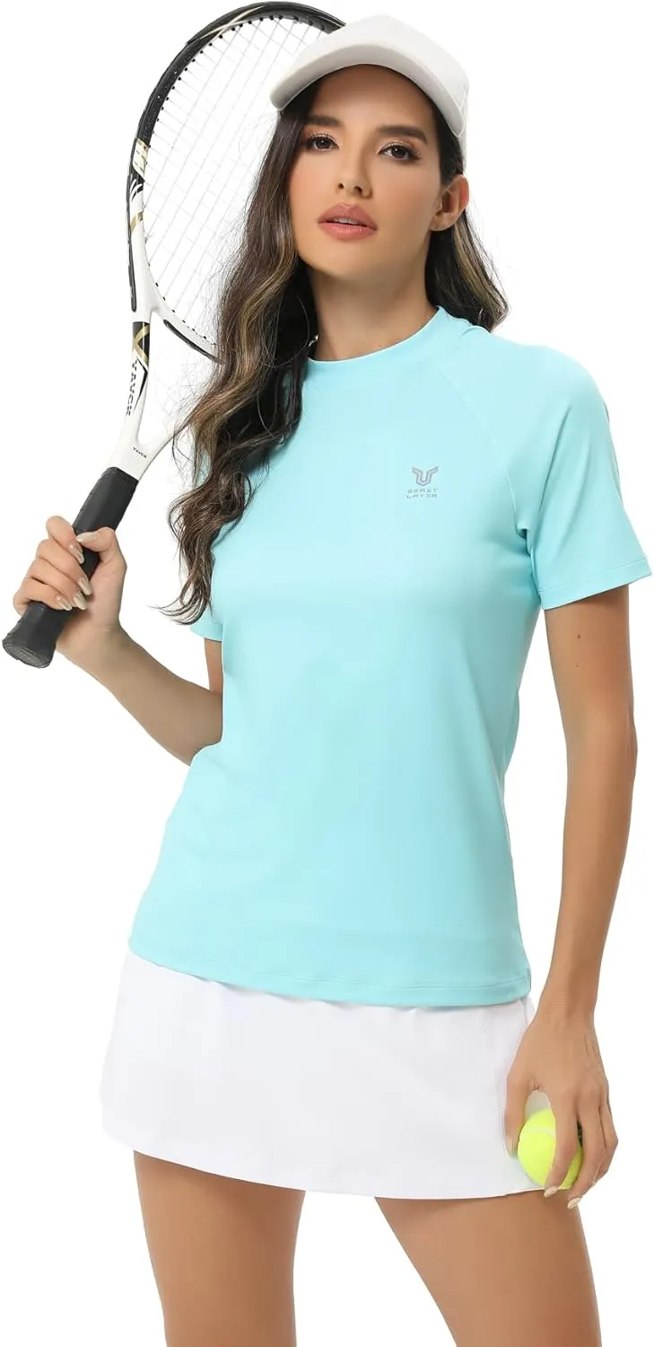 ADOREISM Women's Rash Guard Short Sleeve UPF 50  Quick-Dry Swim Shirt Women