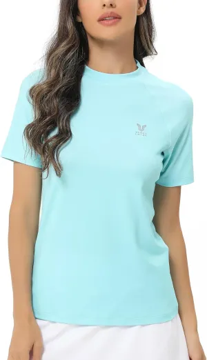 ADOREISM Women's Rash Guard Short Sleeve UPF 50  Quick-Dry Swim Shirt Women