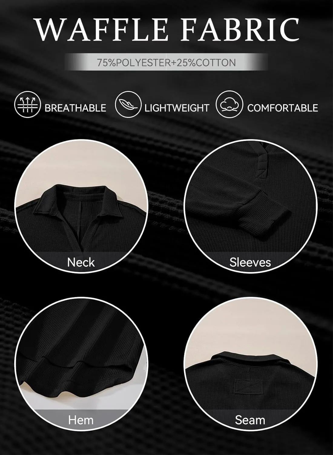 AlvaQ Womens Oversized Sweatshirt Loose V Neck Long Sleeve Lapel Collared Waffle Knit High Low Pullover Tops