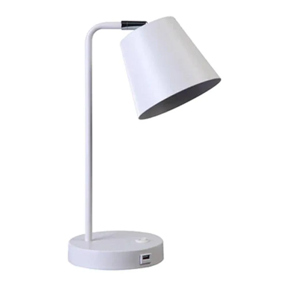 Amelia Sleek Illumination, Metal USB Table Lamp - Black, White, 400mm High, PL0205