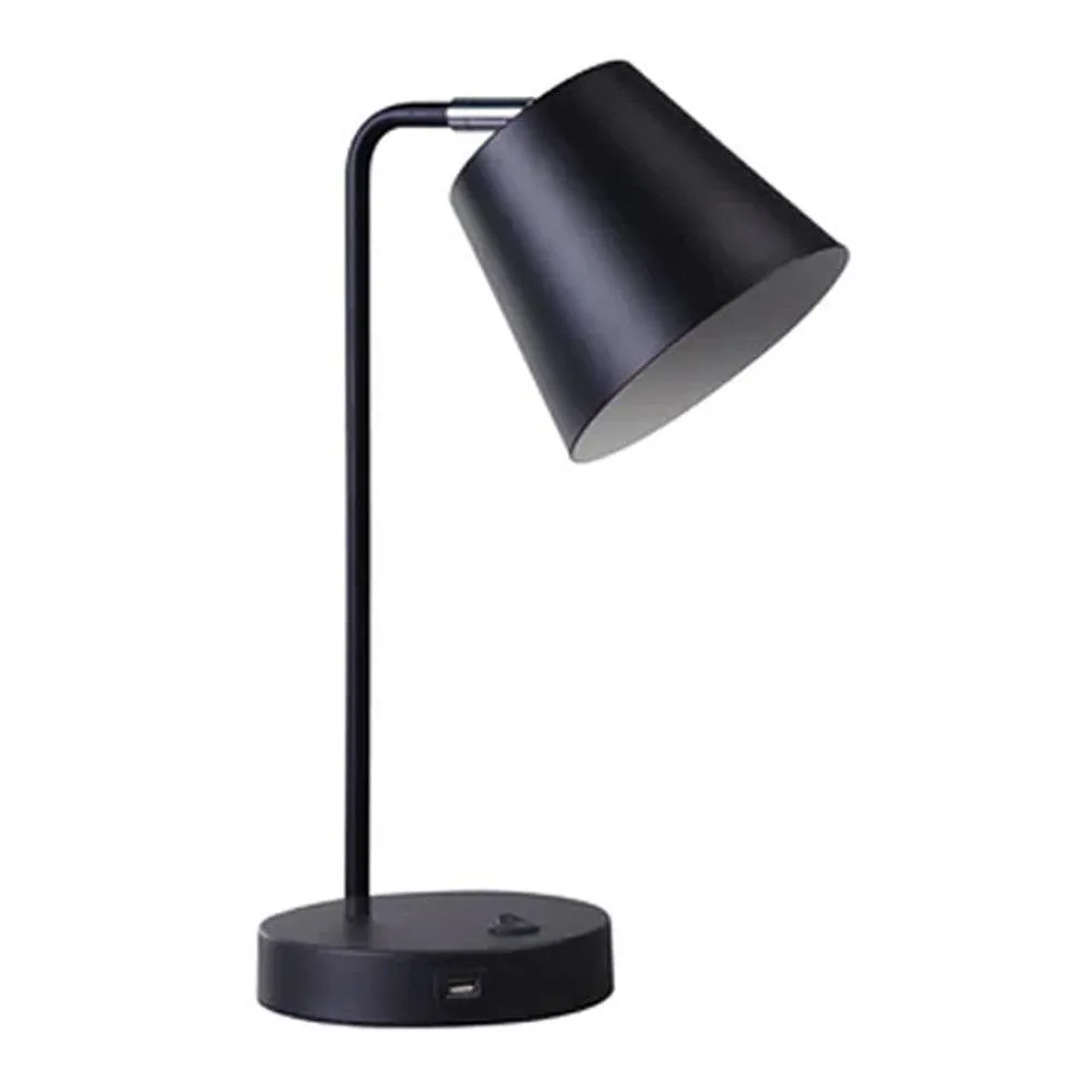 Amelia Sleek Illumination, Metal USB Table Lamp - Black, White, 400mm High, PL0205