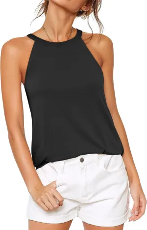 ANRABESS Halter Tops for Women Sleeveless Crew Neck Basic Camisole Tank Top 2025 Casual Summer Beach Outfits