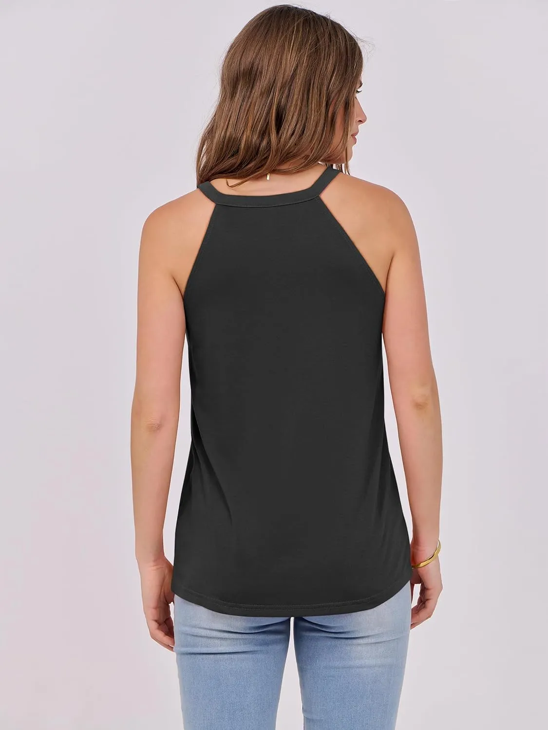 ANRABESS Halter Tops for Women Sleeveless Crew Neck Basic Camisole Tank Top 2025 Casual Summer Beach Outfits
