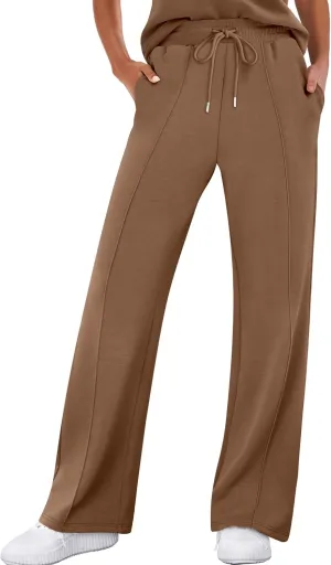 ANRABESS Women's Wide Leg Sweatpants High Waist Baggy Flared Pants Drawstring Athletic Joggers Sweat Pants
