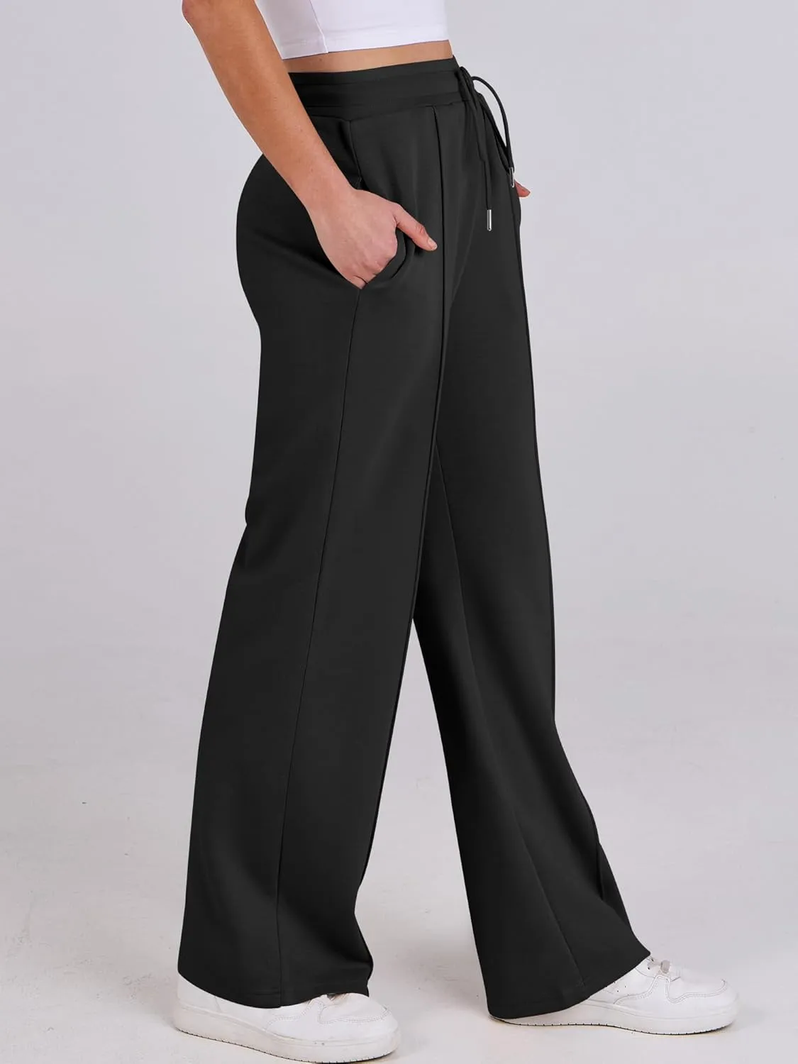 ANRABESS Women's Wide Leg Sweatpants High Waist Baggy Flared Pants Drawstring Athletic Joggers Sweat Pants