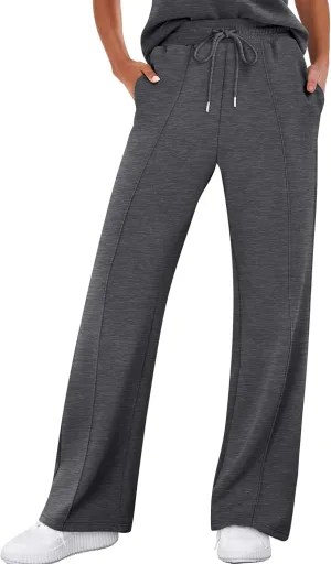 ANRABESS Women's Wide Leg Sweatpants High Waist Baggy Flared Pants Drawstring Athletic Joggers Sweat Pants
