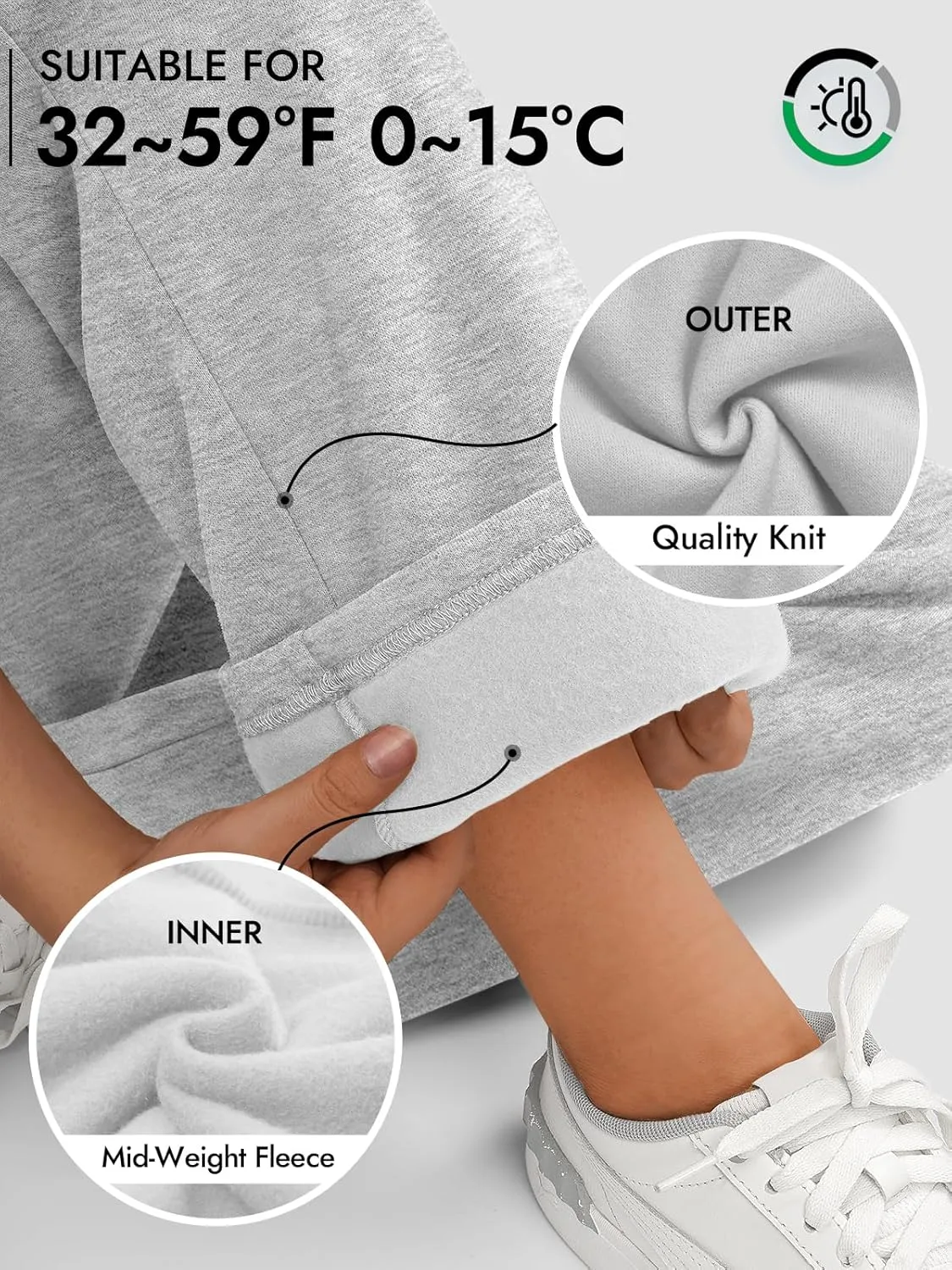 ATHMILE Womens Sweatpants 2025 Baggy Wide Fleece Lined Straight Leg Pants