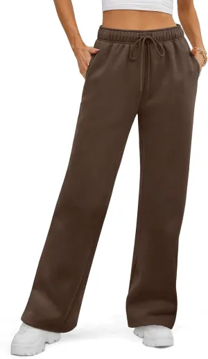 ATHMILE Womens Sweatpants 2025 Baggy Wide Fleece Lined Straight Leg Pants