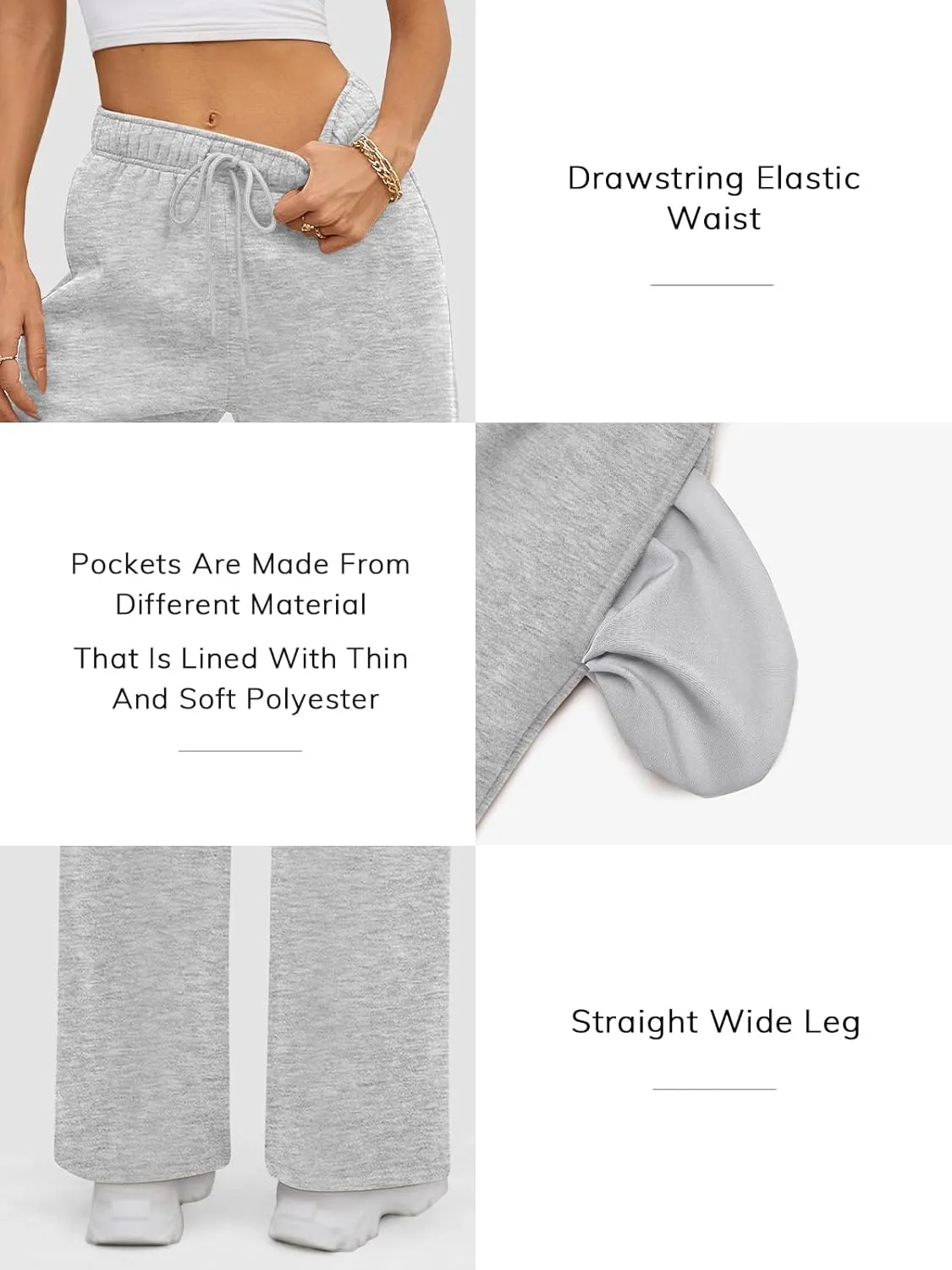 ATHMILE Womens Sweatpants 2025 Baggy Wide Fleece Lined Straight Leg Pants