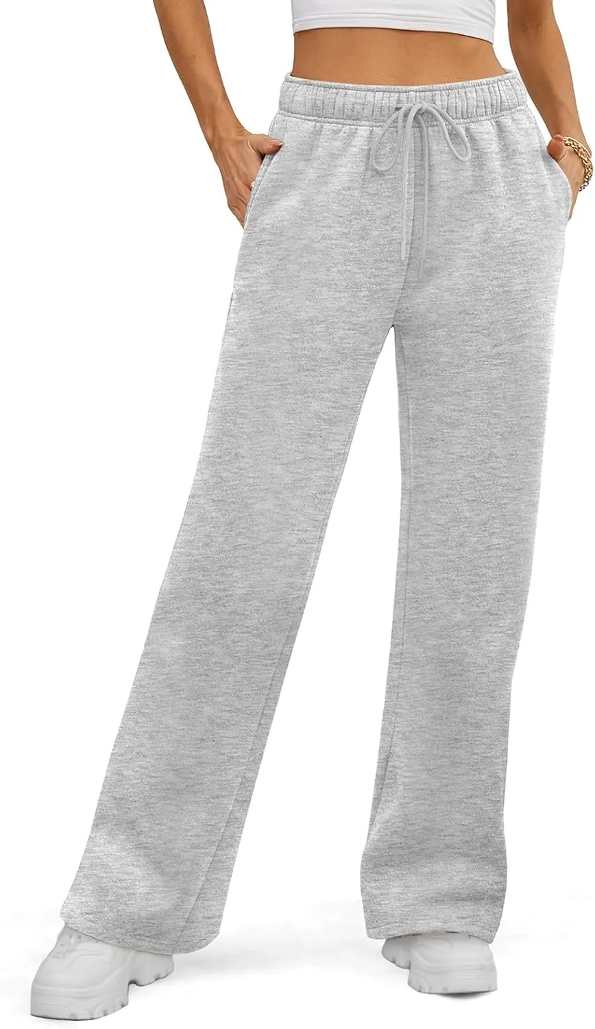 ATHMILE Womens Sweatpants 2025 Baggy Wide Fleece Lined Straight Leg Pants