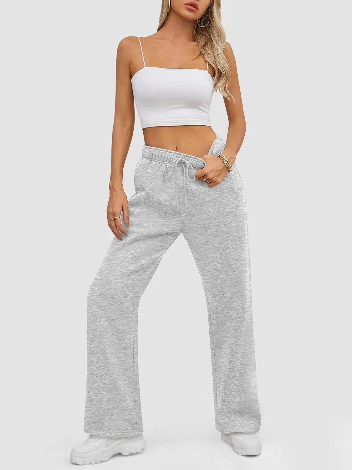 ATHMILE Womens Sweatpants 2025 Baggy Wide Fleece Lined Straight Leg Pants