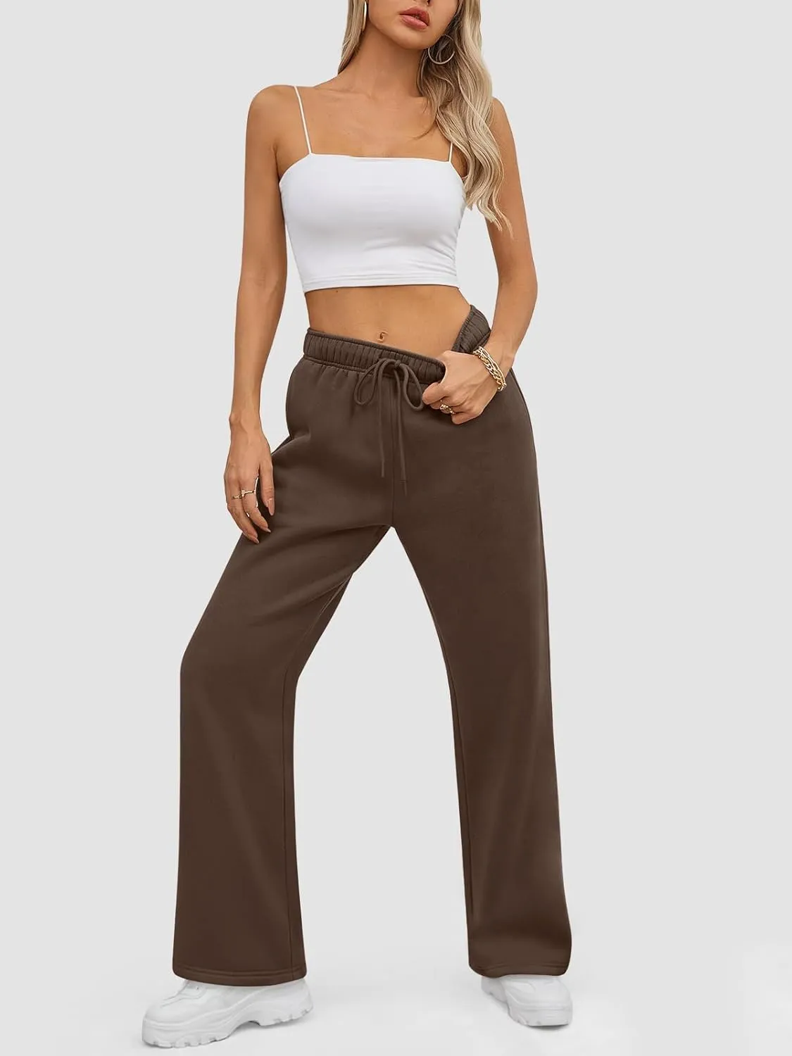 ATHMILE Womens Sweatpants 2025 Baggy Wide Fleece Lined Straight Leg Pants