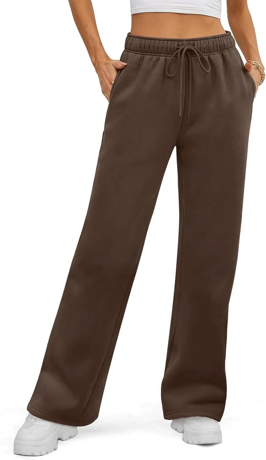 ATHMILE Womens Sweatpants 2025 Baggy Wide Fleece Lined Straight Leg Pants
