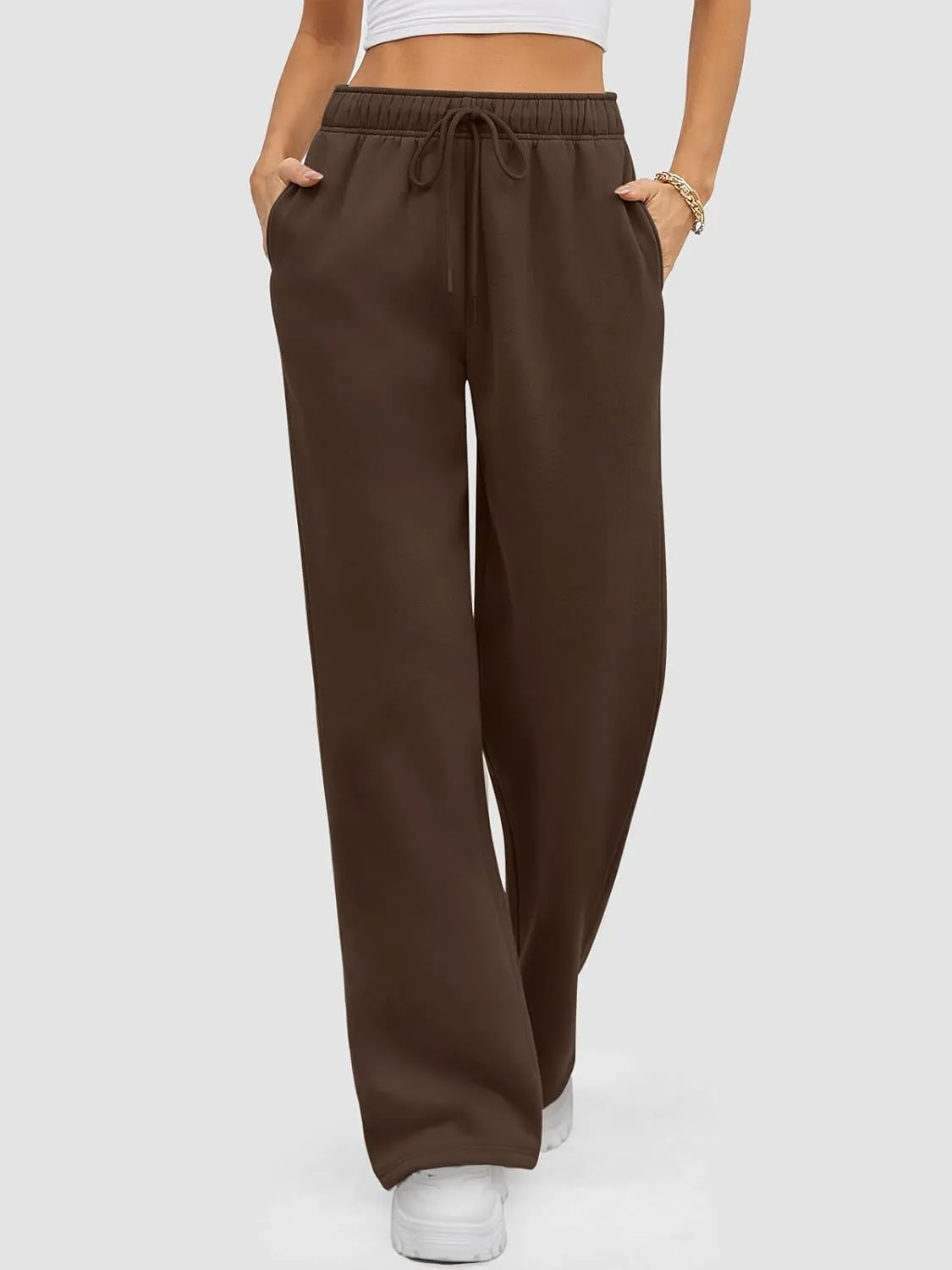 ATHMILE Womens Sweatpants 2025 Baggy Wide Fleece Lined Straight Leg Pants