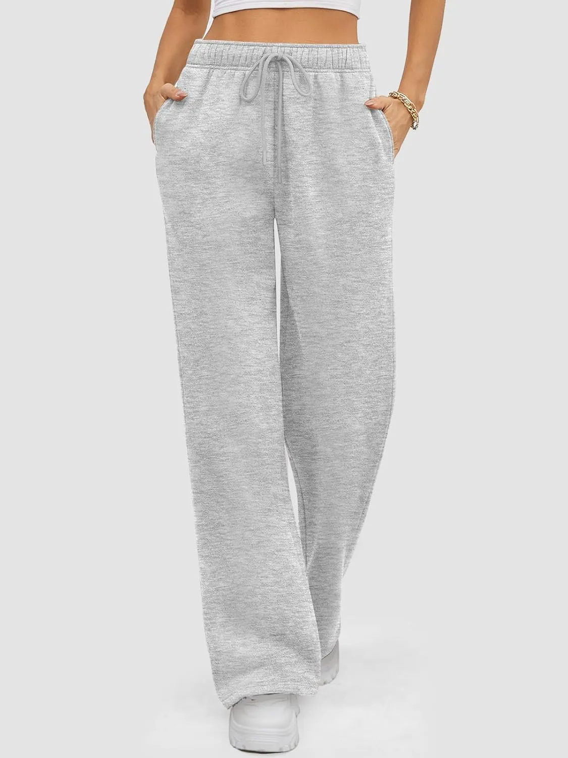 ATHMILE Womens Sweatpants 2025 Baggy Wide Fleece Lined Straight Leg Pants