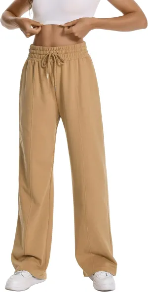 Auriviz Womens High Waisted Drawstring Sweatpants Straight Leg Pants Side Hidden Pockets Sweat Pants 30 Inseam