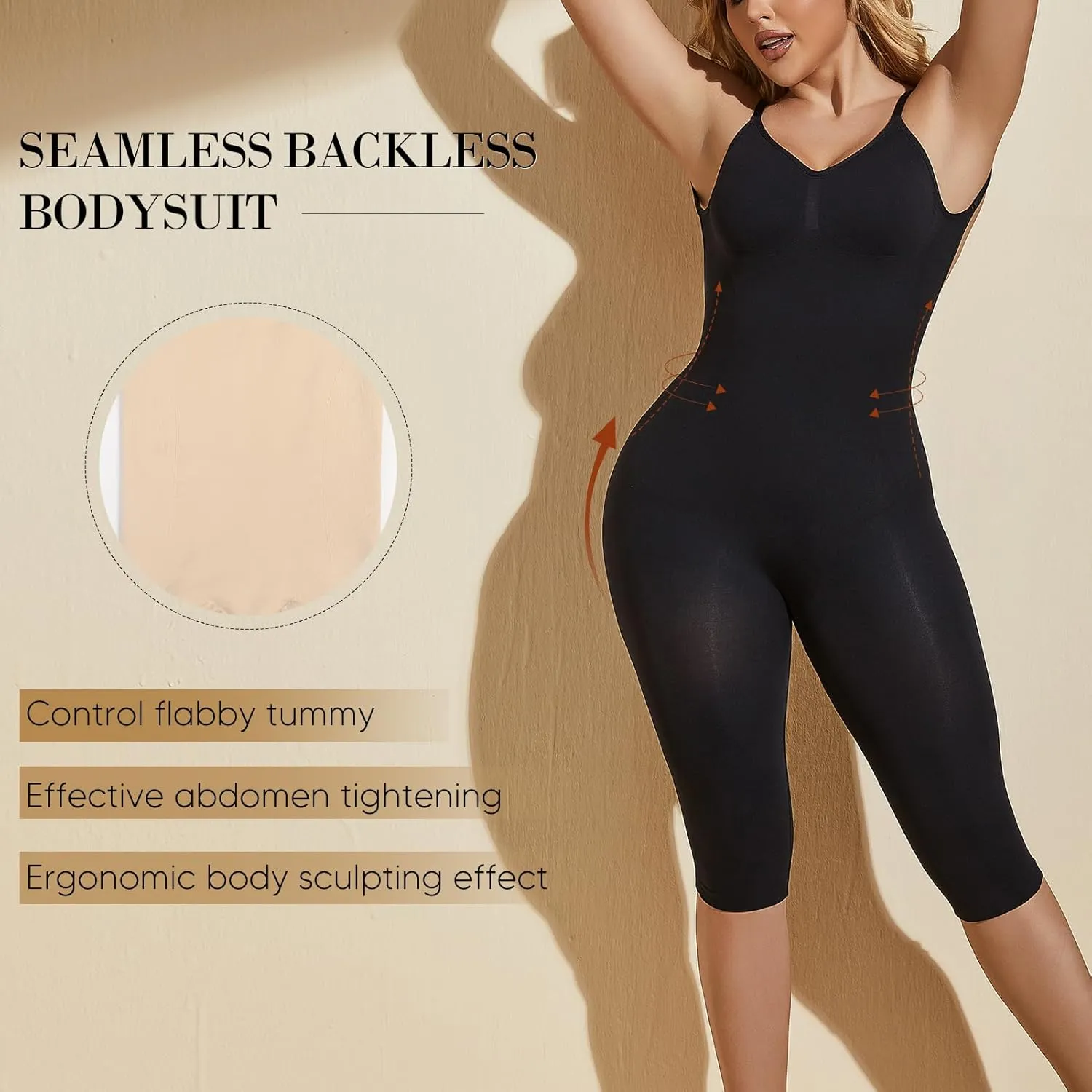 Backless Bodysuit for Women Tummy Control Low Back Shapewear Open Back Body Shaper Seamless Sexy Tank Tops