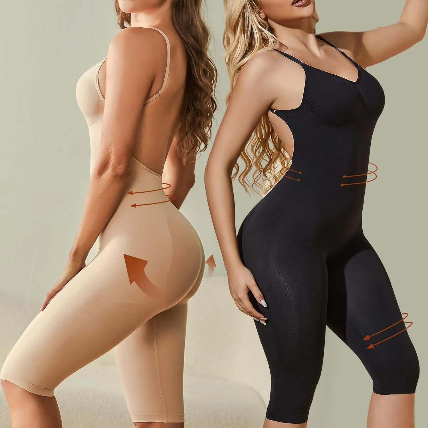 Backless Bodysuit for Women Tummy Control Low Back Shapewear Open Back Body Shaper Seamless Sexy Tank Tops