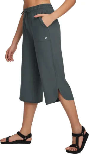 baleaf Women's Capri Pants Wide Leg Plus Size UPF50  Lightweight Quick Dry Pants Casual Loose Sweatpants Hiking Walking