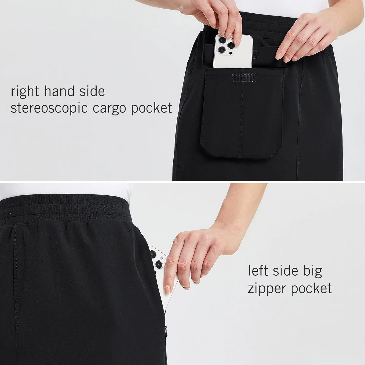 baleaf Women's Long Casual Skirt Pocket with Slit 26.5" Midi Calf Length Elastic Waist Stretch for Travel