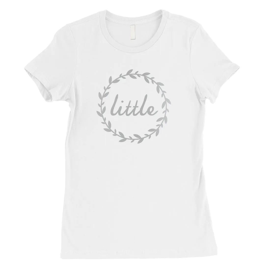 Big Little Leaf Wreath-SILVER Womens T-Shirt Happy Kind Beloved