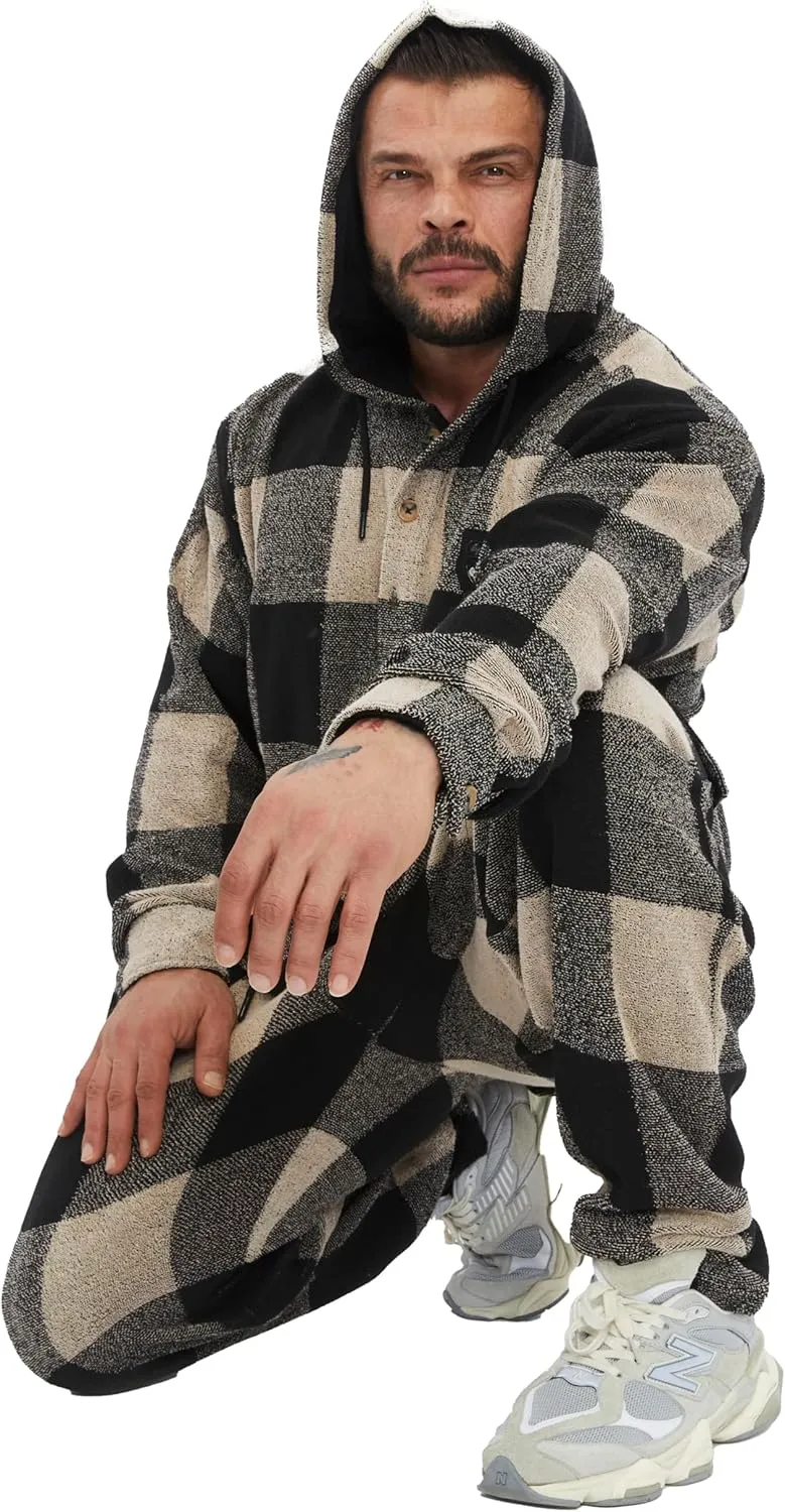 BIG SAM SPORTSWEAR COMPANY Mens Oversize Towel Button Down Shirt With Hoodie