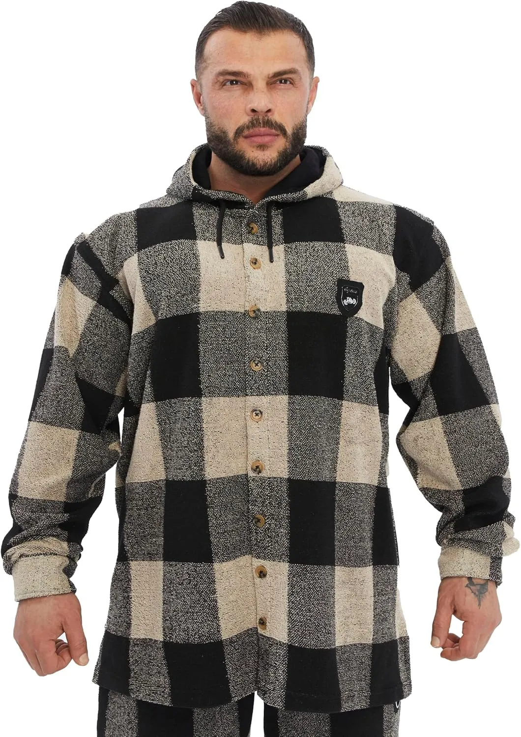 BIG SAM SPORTSWEAR COMPANY Mens Oversize Towel Button Down Shirt With Hoodie