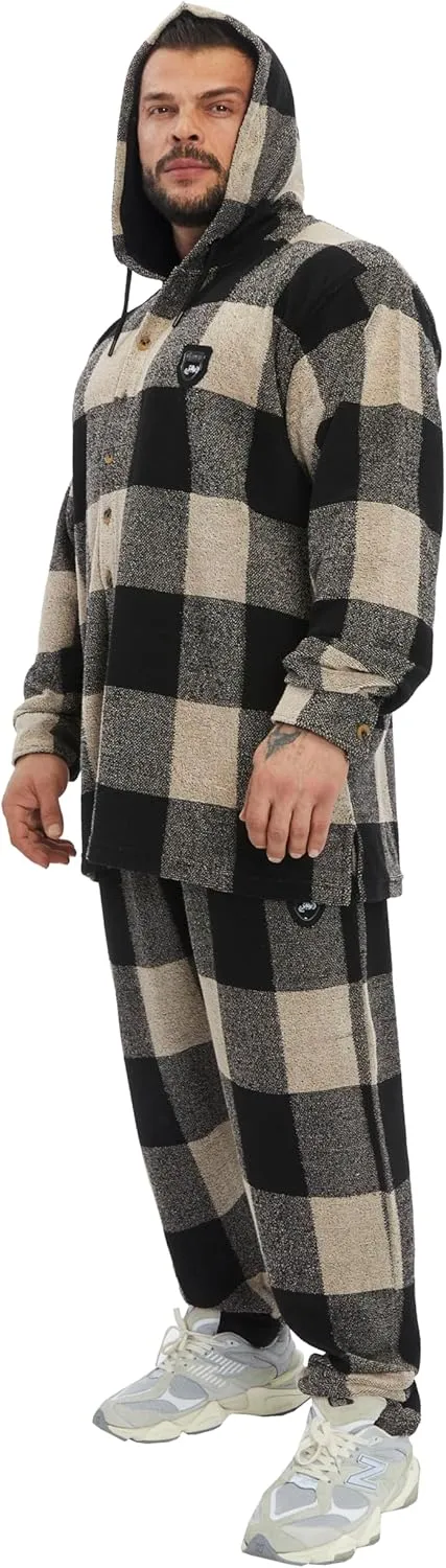 BIG SAM SPORTSWEAR COMPANY Mens Oversize Towel Button Down Shirt With Hoodie