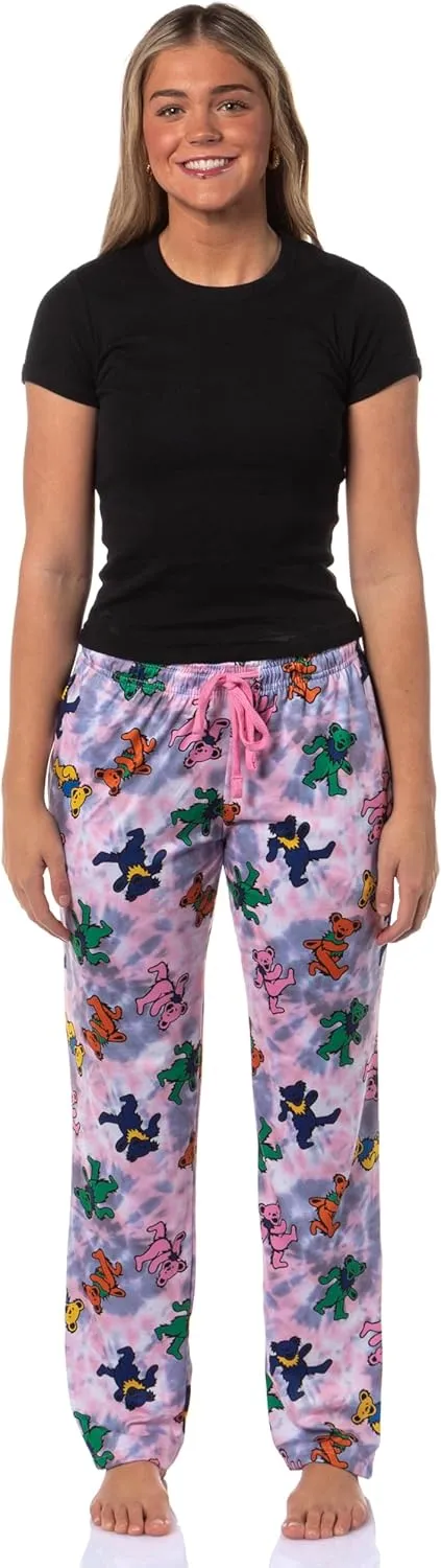 Bioworld Grateful Dead Pajama Pants Dancing Bears Women's Sleep Lounge Pajama Pants Elastic Waist & Side Pockets