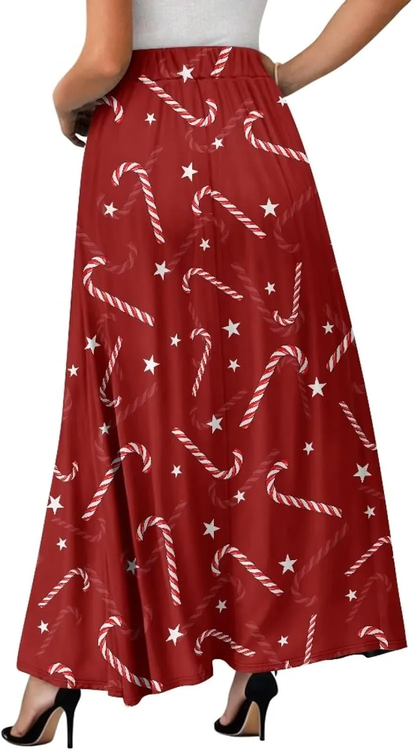 Biyejit Women's Flowy Maxi Skirt Pleated High Waisted A Line Skirt Casual Long Skirts with Pockets S-2XL
