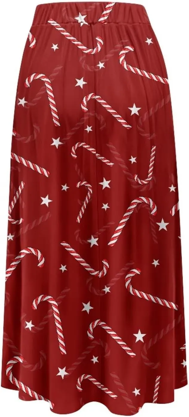 Biyejit Women's Flowy Maxi Skirt Pleated High Waisted A Line Skirt Casual Long Skirts with Pockets S-2XL