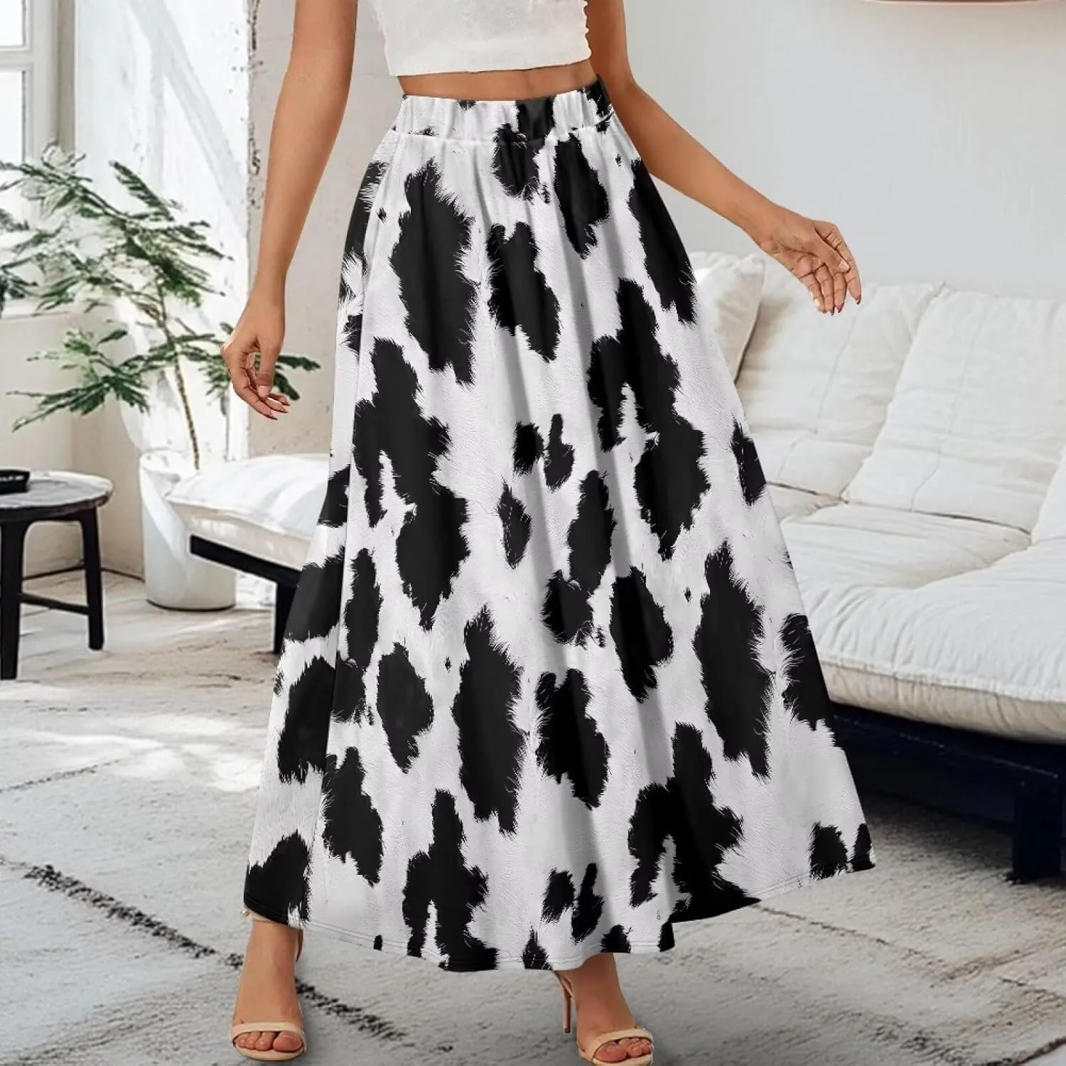 Biyejit Womens Skirt Midi Long Skirts High Waisted A Line Skirts Fall Skirts for Women Plus Size Swing Dress