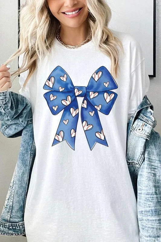 Blue Bow Baseball Graphic Plus Heavy Cotton Tee