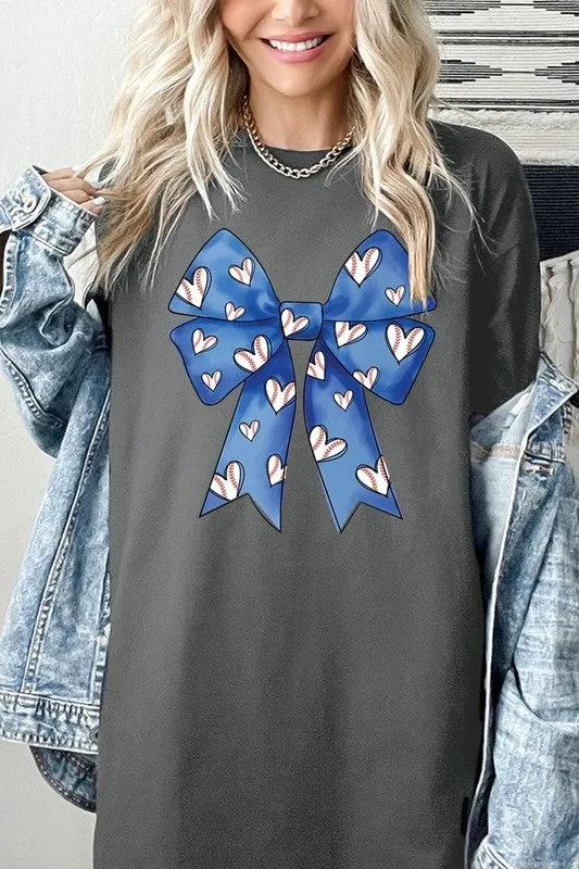 Blue Bow Baseball Graphic Plus Heavy Cotton Tee