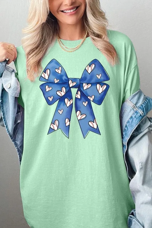 Blue Bow Baseball Graphic Plus Heavy Cotton Tee
