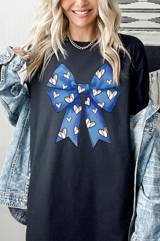 Blue Bow Baseball Graphic Plus Heavy Cotton Tee