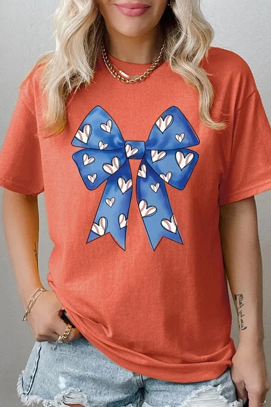 Blue Bow Baseball Graphic Plus Heavy Cotton Tee