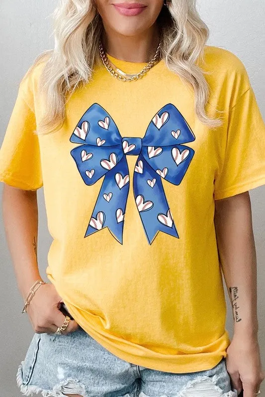Blue Bow Baseball Graphic Plus Heavy Cotton Tee