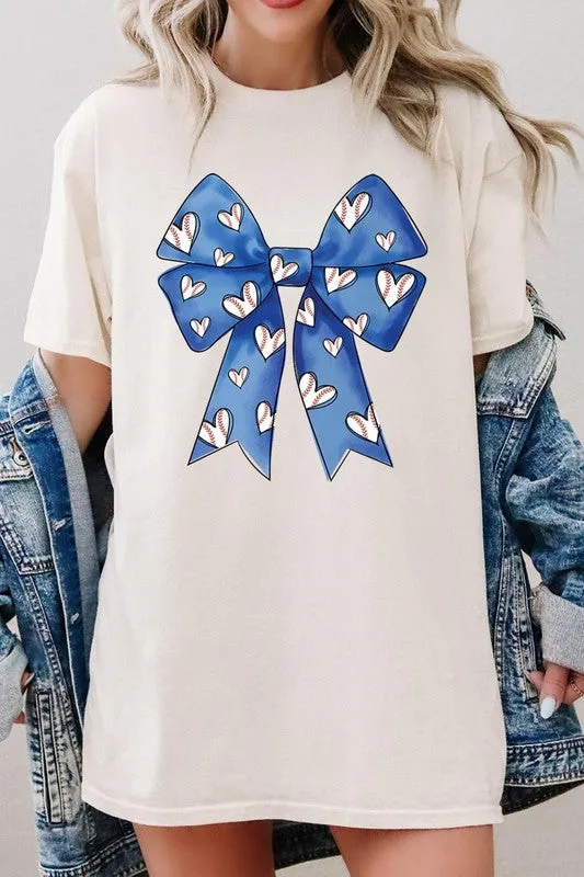 Blue Bow Baseball Graphic Plus Heavy Cotton Tee