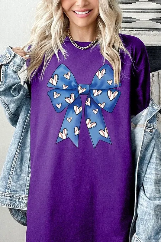 Blue Bow Baseball Graphic Plus Heavy Cotton Tee