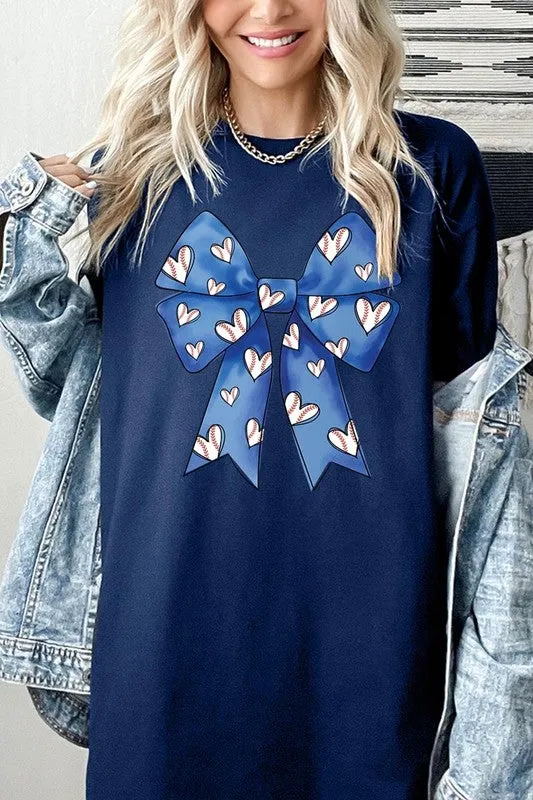 Blue Bow Baseball Graphic Plus Heavy Cotton Tee