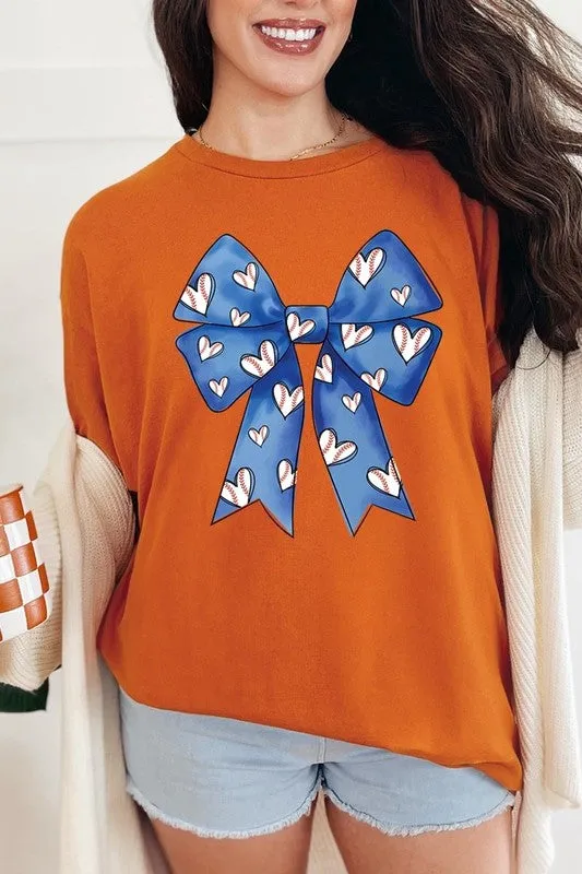 Blue Bow Baseball Graphic Plus Heavy Cotton Tee