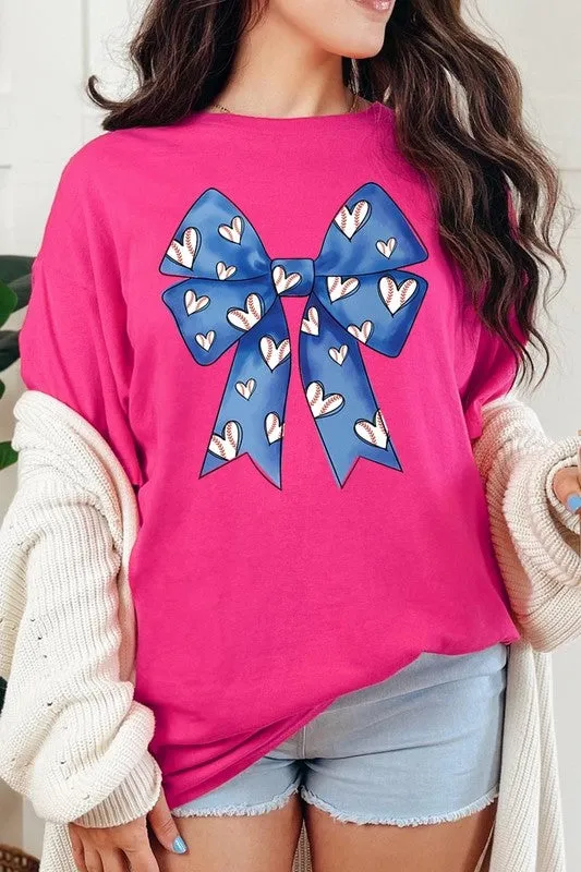 Blue Bow Baseball Graphic Plus Heavy Cotton Tee