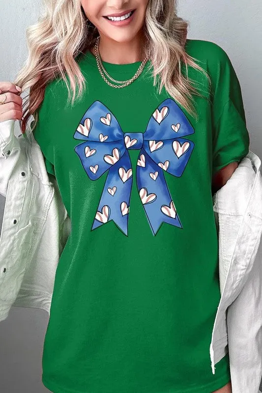 Blue Bow Baseball Graphic Plus Heavy Cotton Tee